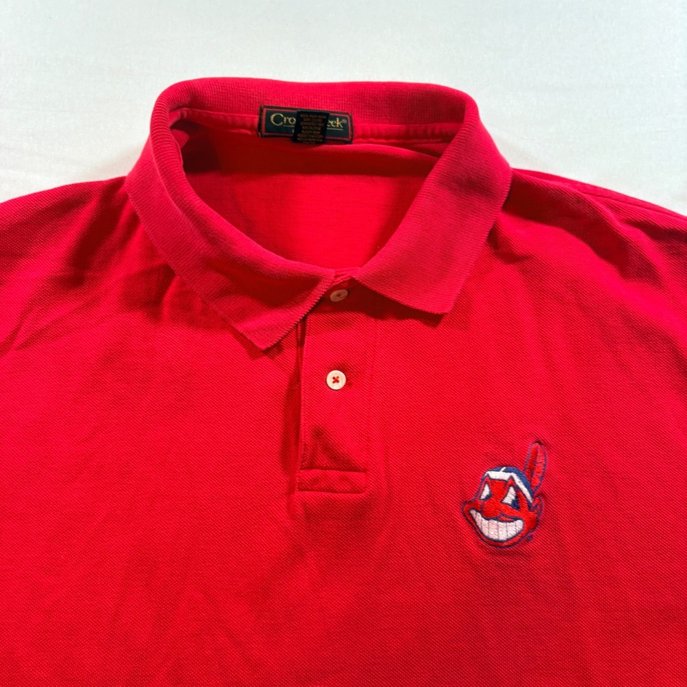 Cross Creek Cleveland Indians Polo Shirt Mens XL Red Chief Wahoo Cotton Vintage